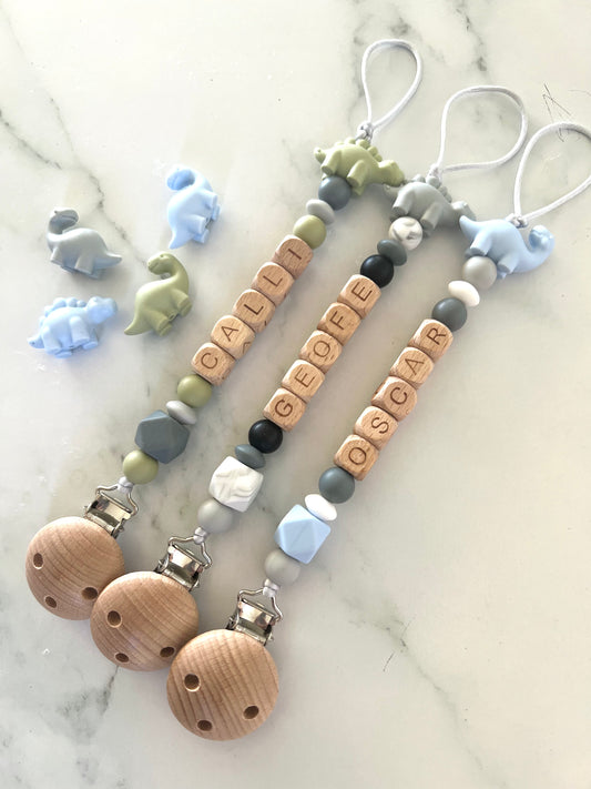 Personalised Dummy Clip - Dinosaur