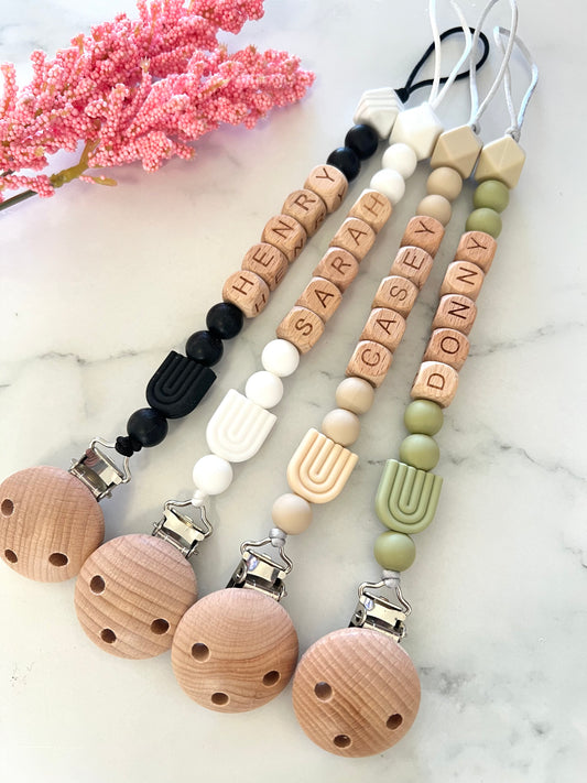 Personalised Dummy Clip - Rainbow Arch