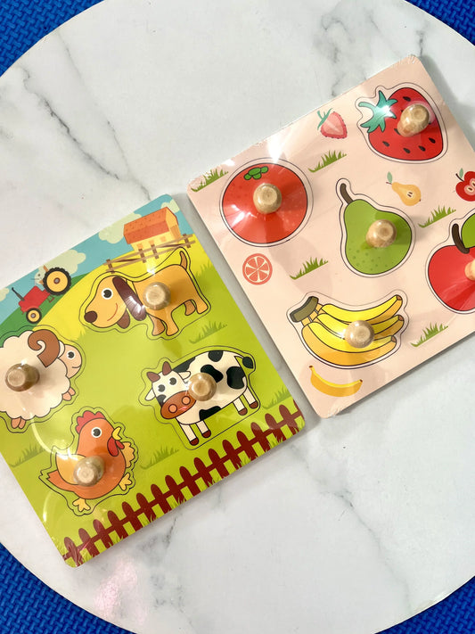 Pegged Wooden Puzzle Montessori Toy