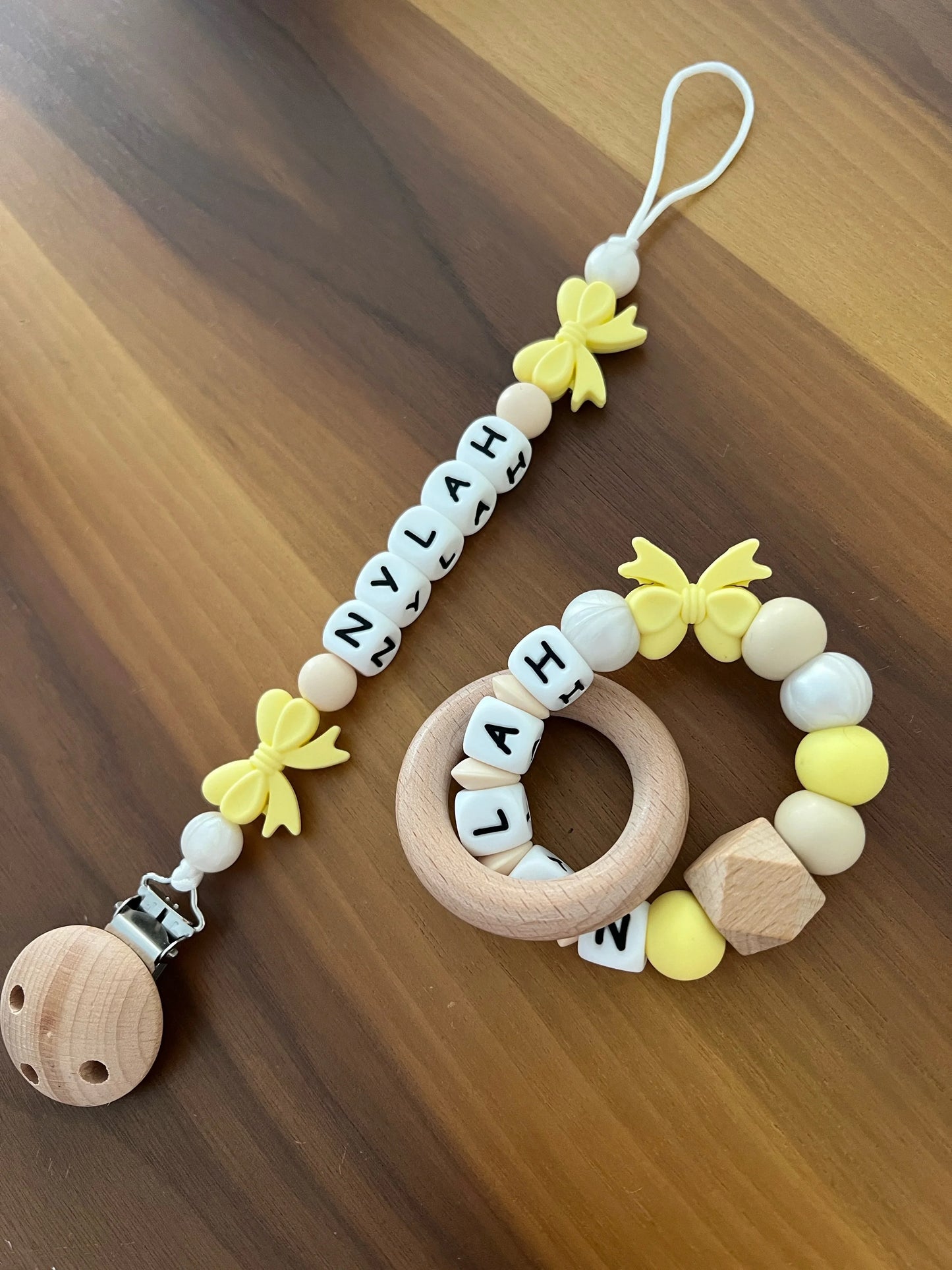 Personalised Dummy Clip & Teether - Bow