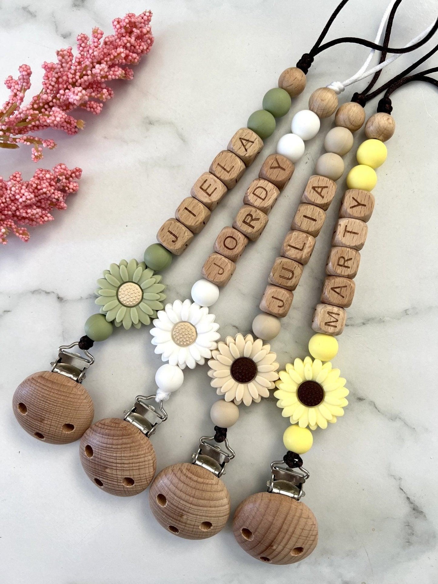 Personalised Dummy Clip - Flower