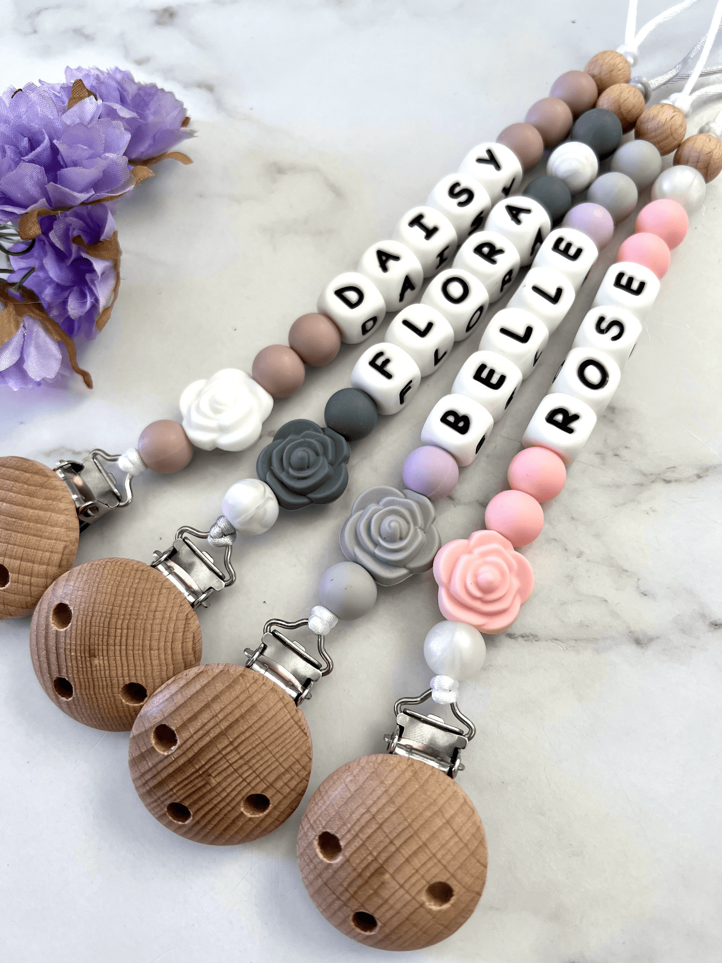 Personalised Dummy Clip - Rose