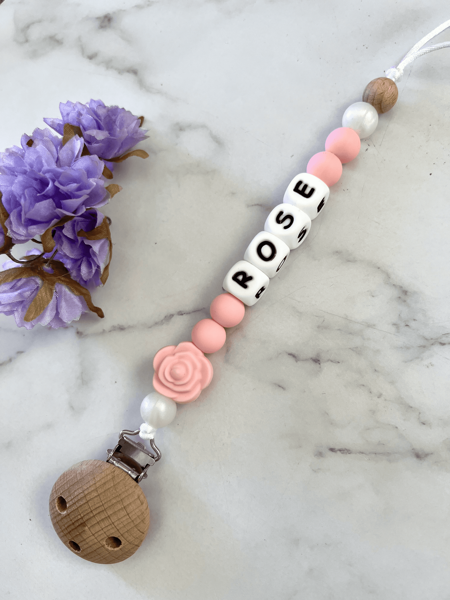 Personalised Dummy Clip - Rose