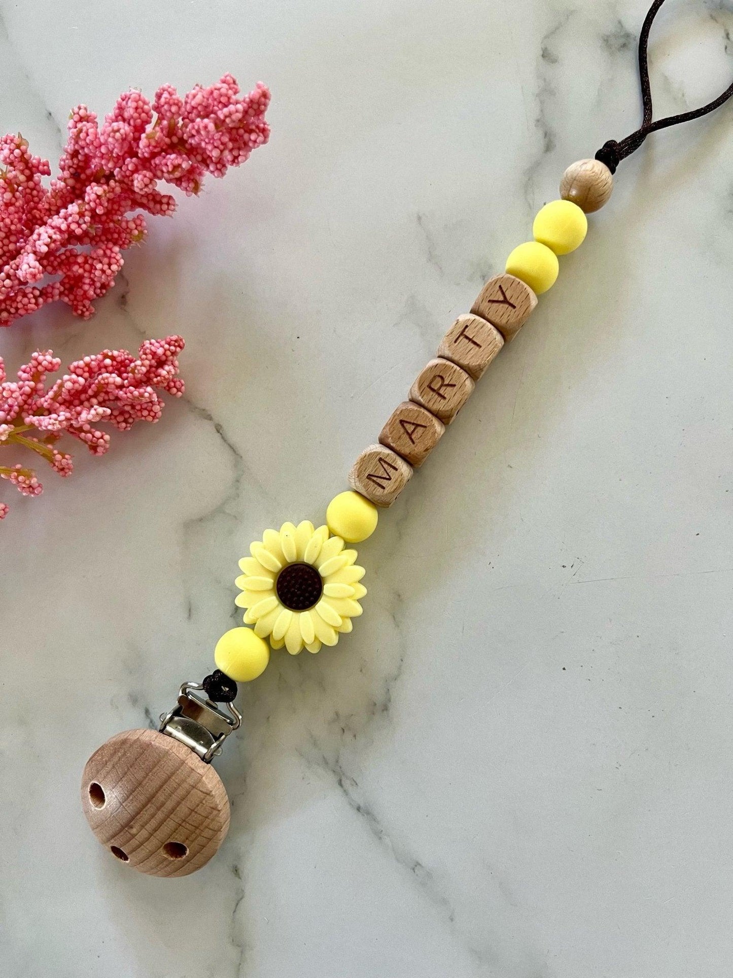 Personalised Dummy Clip - Flower