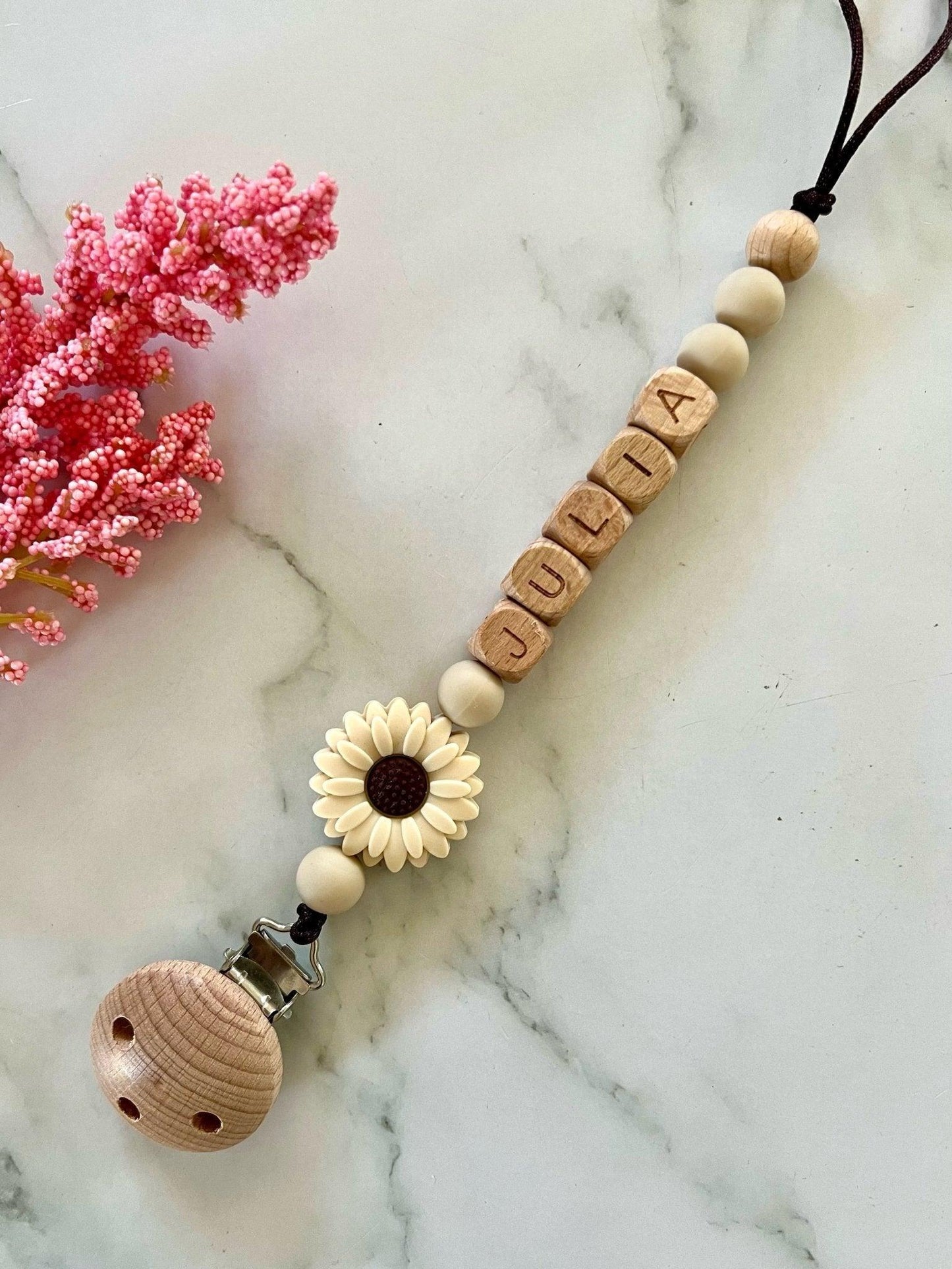 Personalised Dummy Clip - Flower