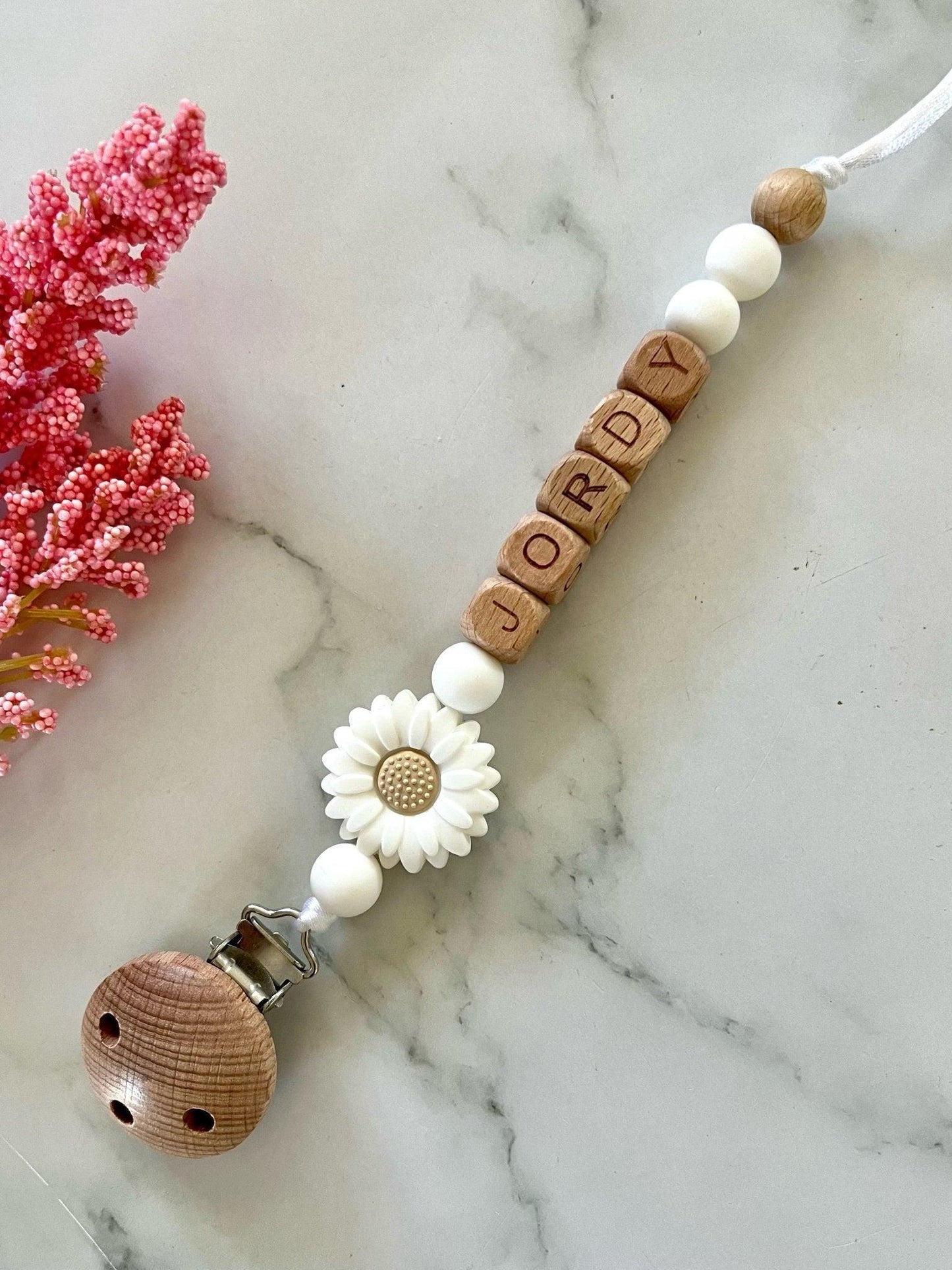 Personalised Dummy Clip - Flower