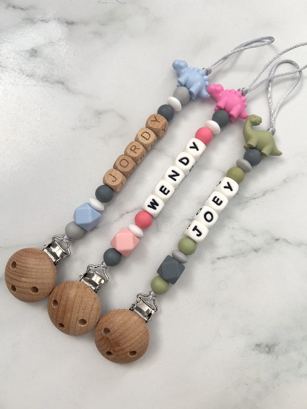 Personalised Dummy Clip - Dinosaur