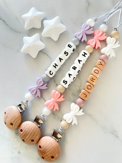  Personalised Dummy Clip & Teether - Bow  