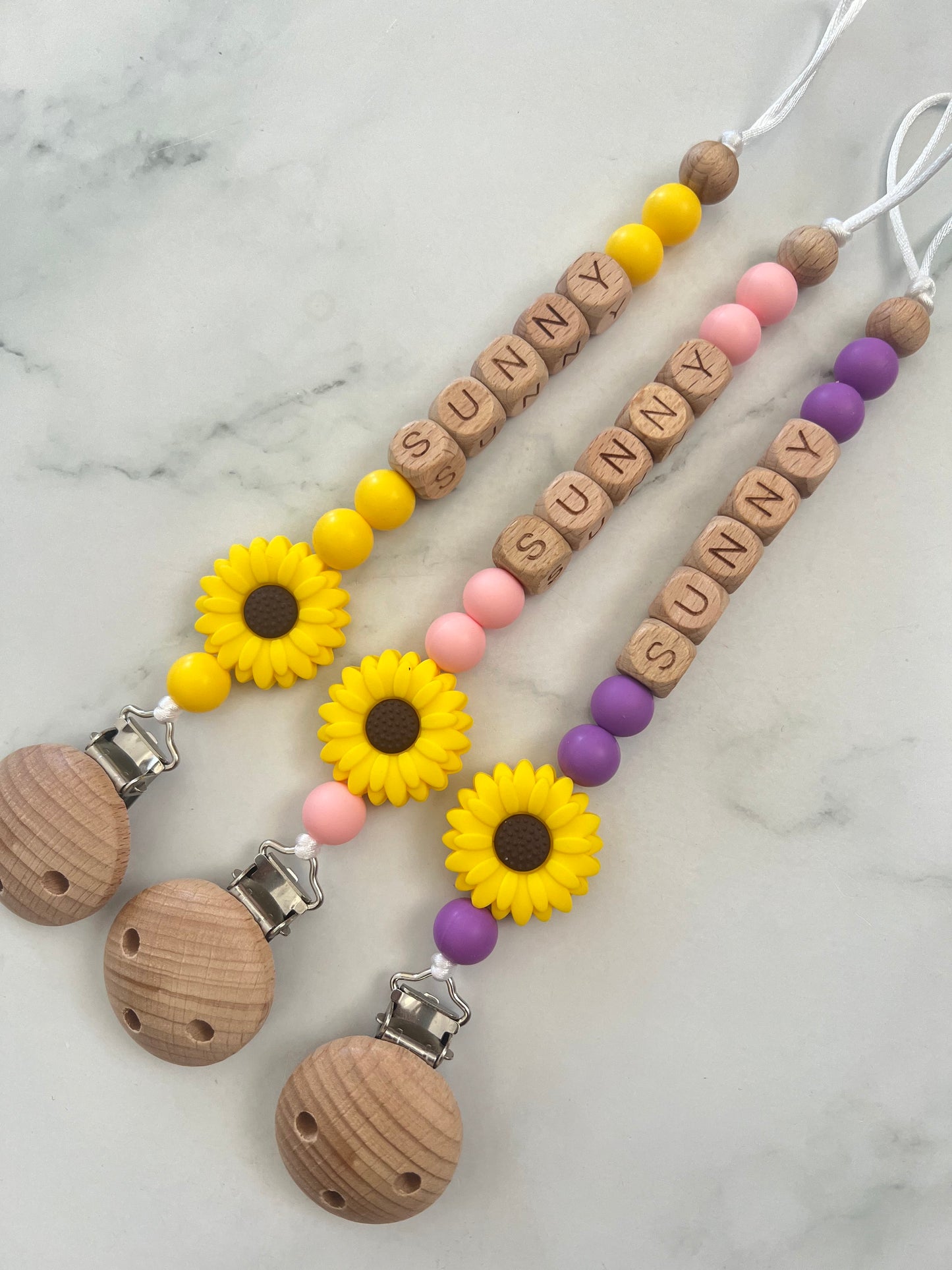 Personalised Dummy Clip - Flower