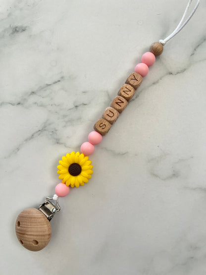 Personalised Dummy Clip - Flower