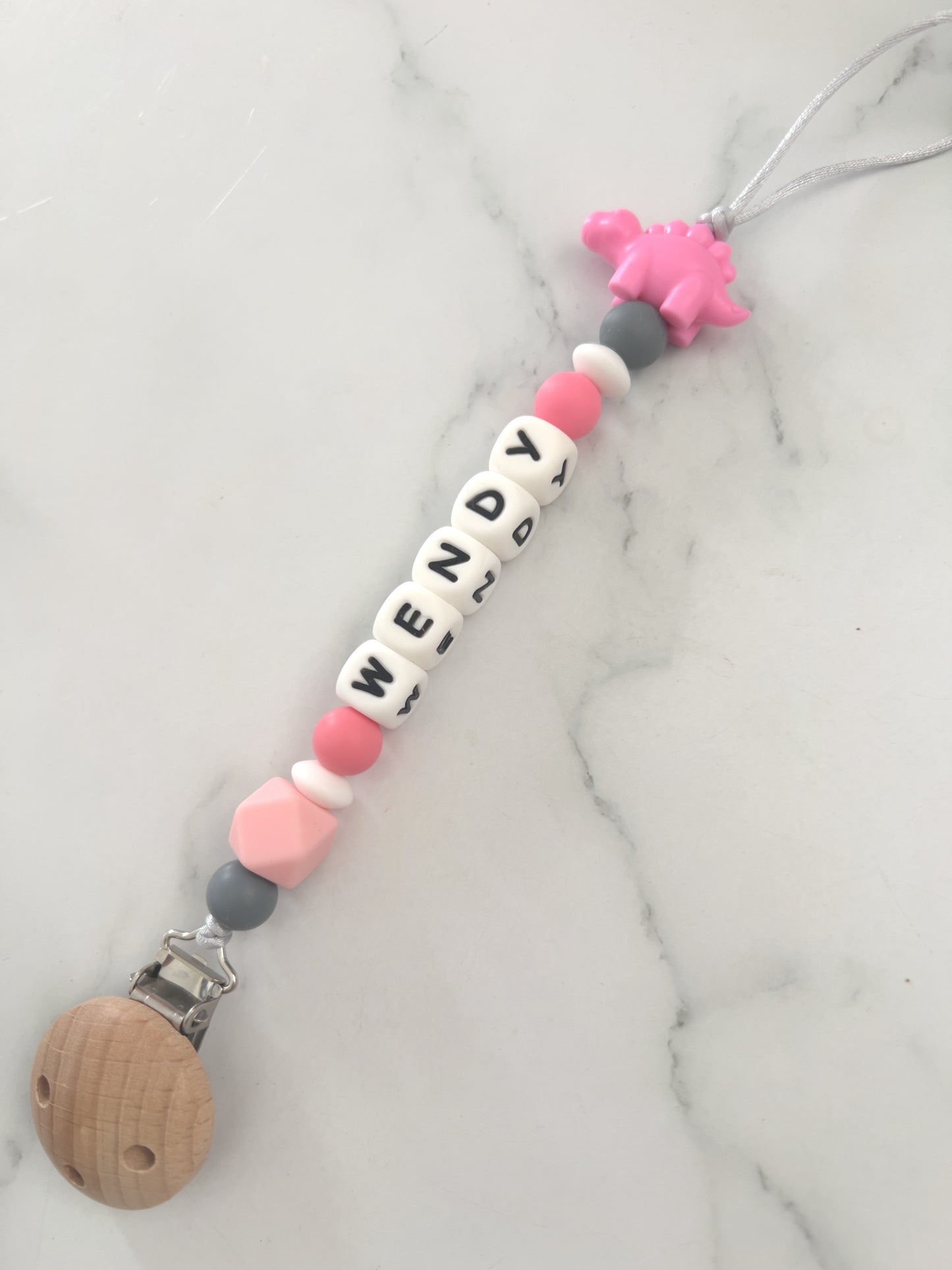 Personalised Dummy Clip - Dinosaur