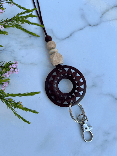  Sun Wooden Silicone Lanyard  